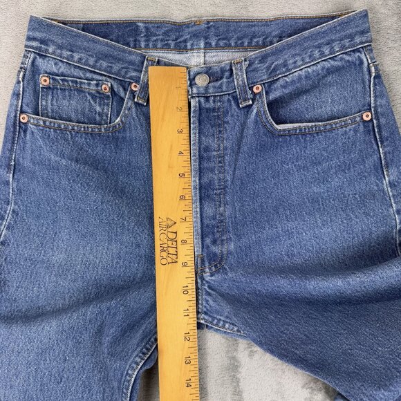 LEVIS 501xx Straight Leg Button Fly Womens Reworked Cheetah Print Denim Jeans 31 - Picture 10 of 10